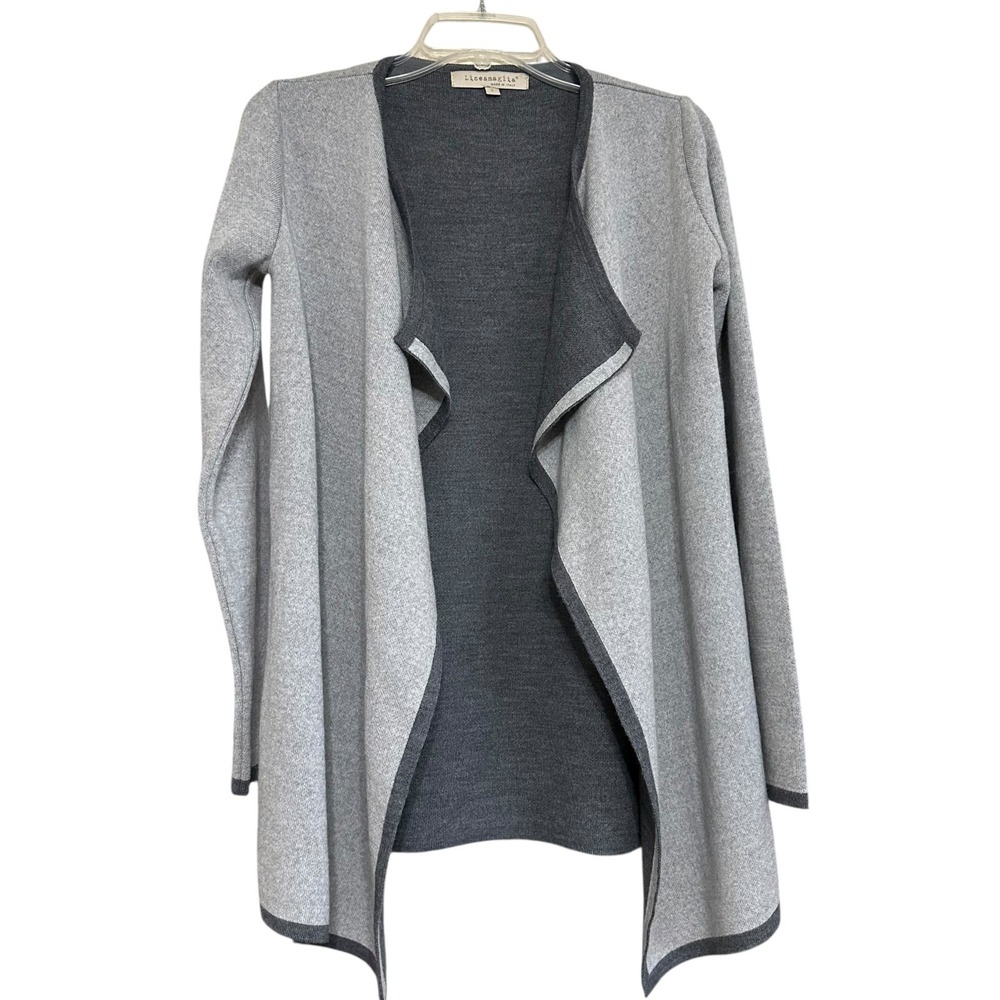 Lineamaglia Womens Wool Blend Sweater S Gray‎ Cardigan Open Front Casual Italian